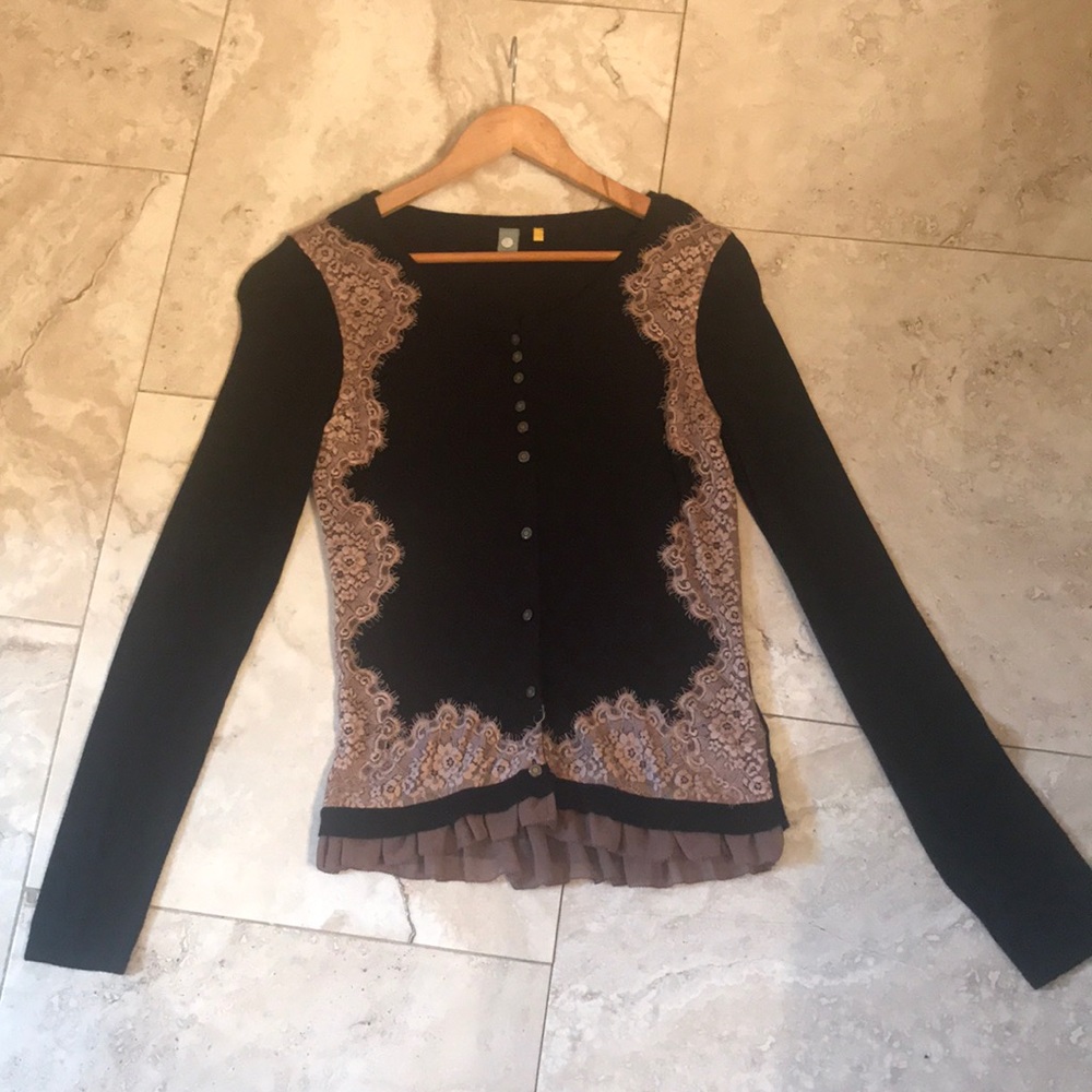 Anthropologie Knitted & Knotted Lace Cardigan